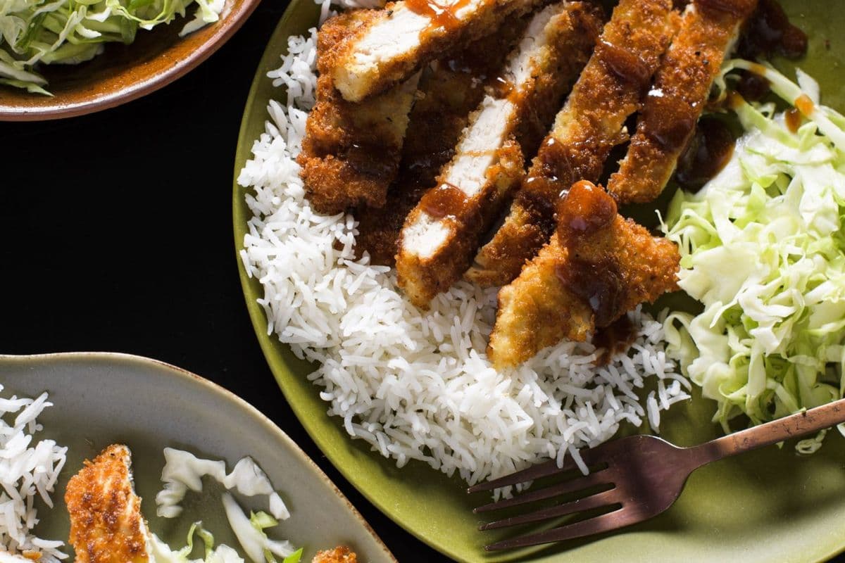 Tonkatsu(pork) With Rice And Salad