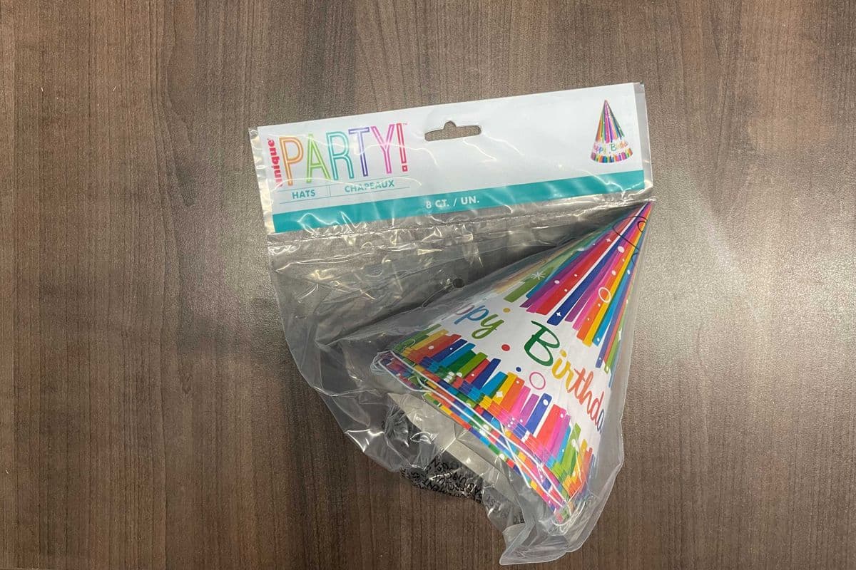 Party Hat Rainbow Ribbon Bday 8pk