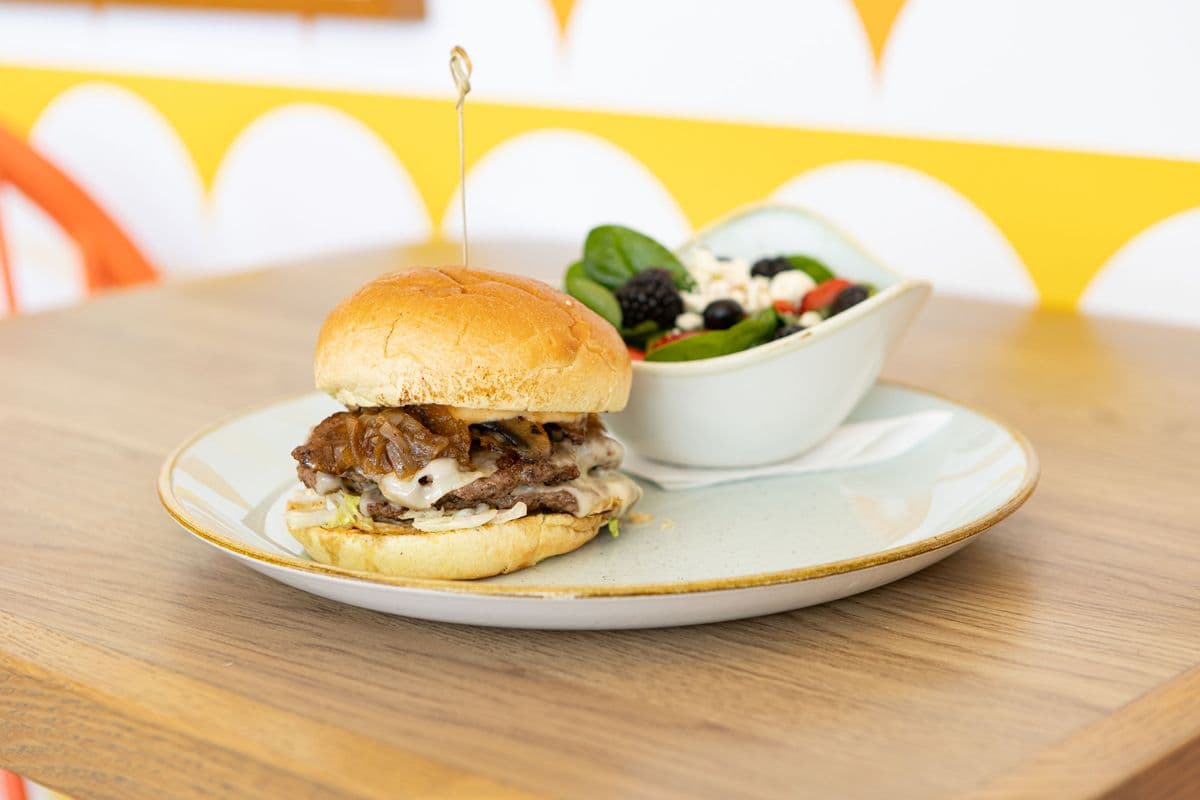 Mushroom Swiss Smash Burger
