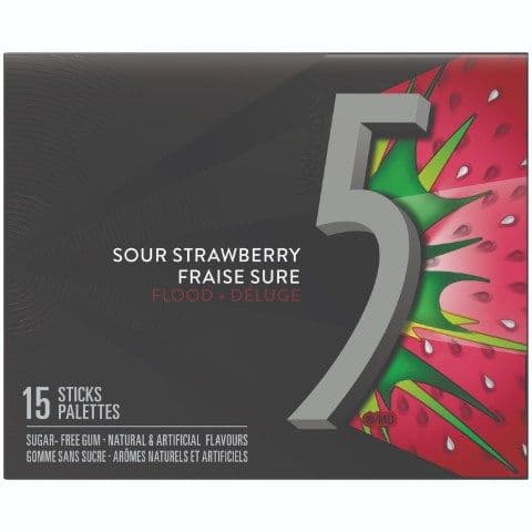 Wrigley 5 Flood Sour Strawberry 15Count