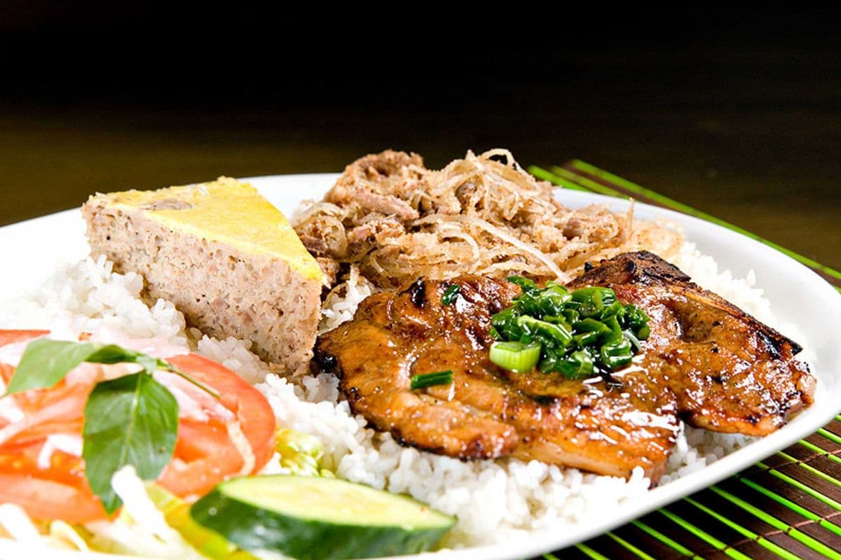 59. Grilled Pork Chop, Shredded Pork and Steamed Egg Pie on Rice