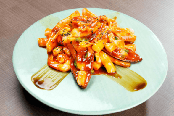 12. Korean Rice Cakes with Spicy Sauce