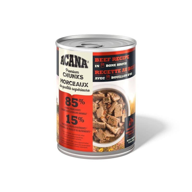 Acana Premium Chunks Wet Dog Food Beef Recipe in Bone Broth 363 g