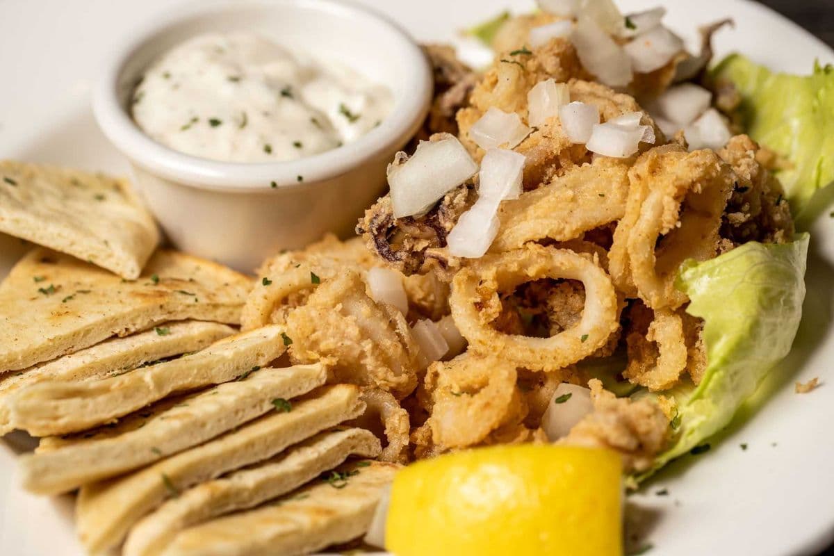 Calamari with Pita and Tzatziki