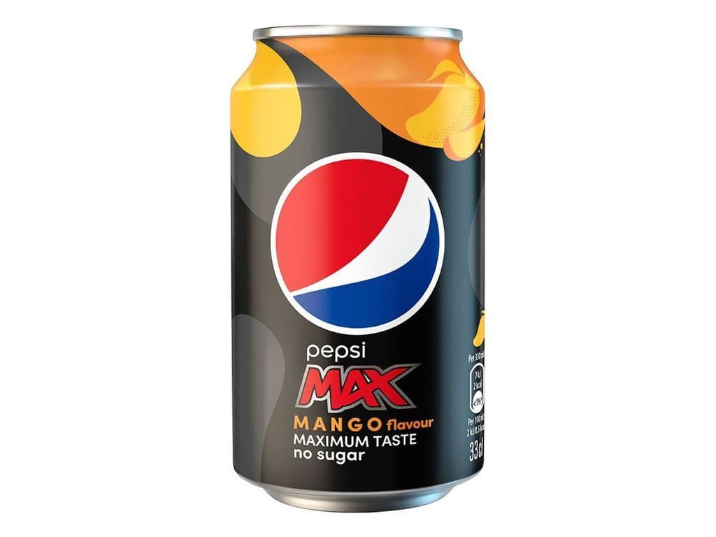 Pepsi Max Mango Zero Sugar Soda Pop 330ml Sugar Free Fruity Cola Drink