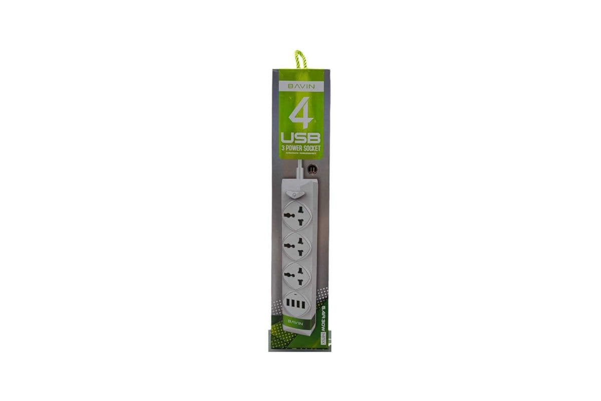 Bavin 4 USB And 3 Power Socket