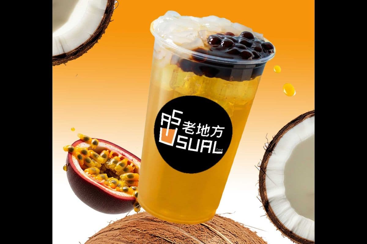Passion Fruit Green Tea with Pearl and Coconut Jelly / 百香雙響QQ