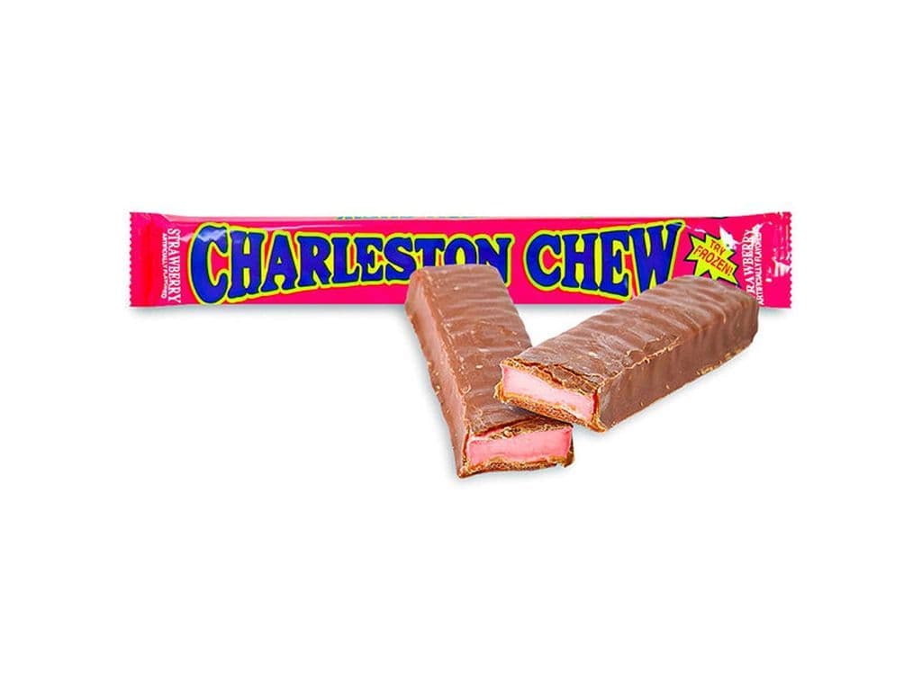 Tootsie Charleston Chew Strawberry Chocolate Coated Chewy Nougat Bar 53g