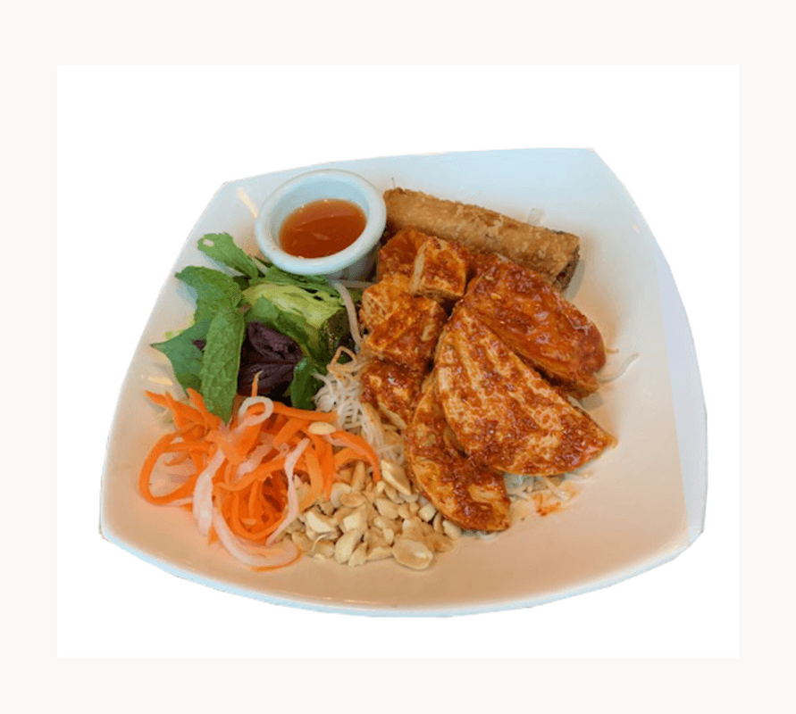 30 Spicy Lemongrass Tofu, Seitan, and Crispy Roll