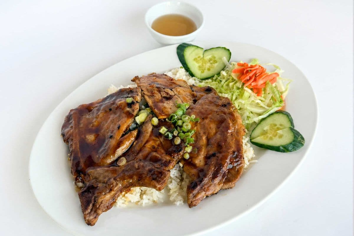 28. Grilled Pork Chops on Rice