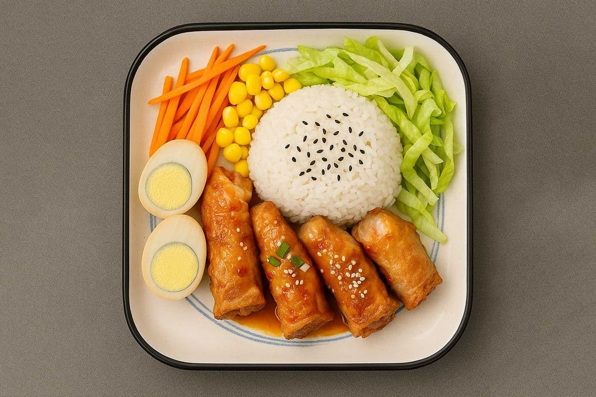 C6. Shrimp Roll Rice Bowl 腐皮鲜虾卷盖饭