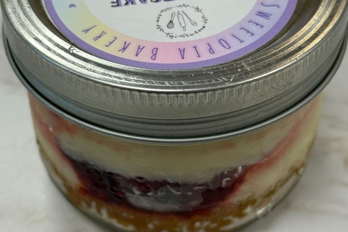 White Chocolate Raspberry Cheesecake in Jar