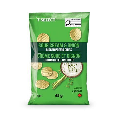 7-Select Sour Cream & Onion Ridged 65g