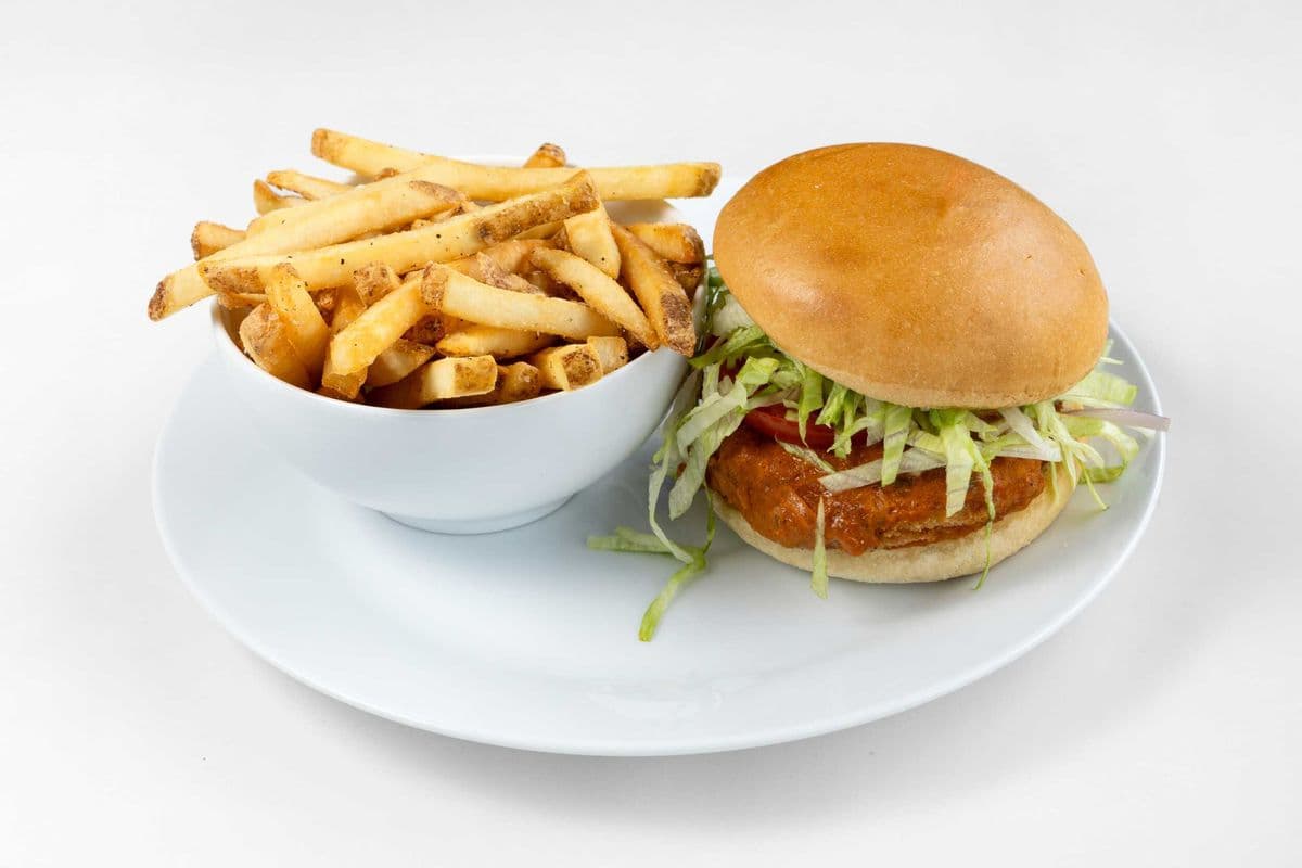 Butter Chicken Burger with Fries