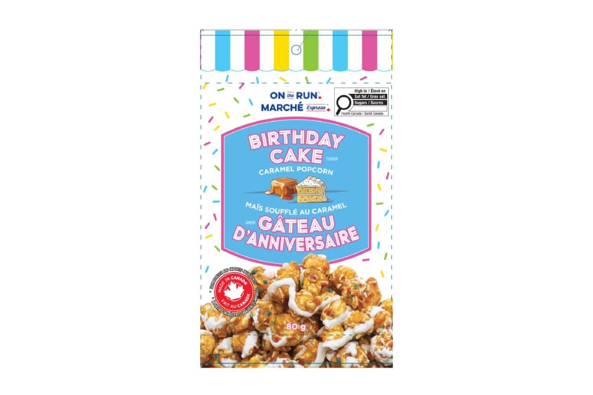 Marché Express Maïs Souflé au Caramel Gâteau D'anniversaire (80g) 77817 / On The Run Birthday Cake Caramel Popcorn (80g) 77817
