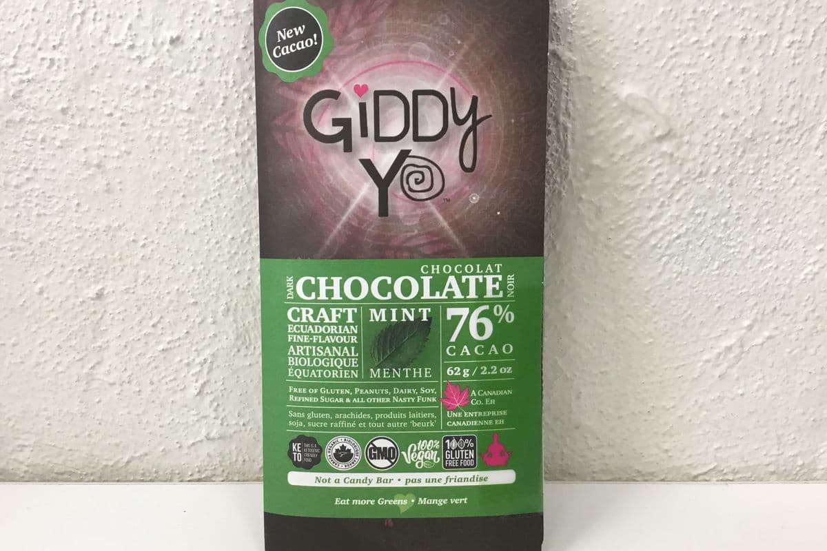 Giddy Yo Cacao Bar, Mint 76% (62 g)