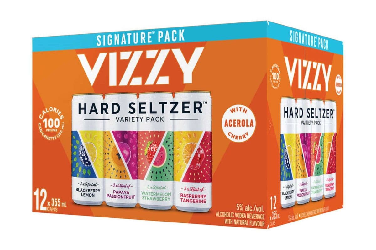 Vizzy Hard Seltzer Signature Pk, Blackberry Lemon, Raspberry Tangerine, Watermelon Strawberry, Papaya Passionfruit (12 x 355 ml) (1 x 355 ml)