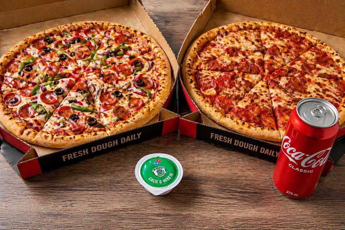 Any Two 12" Pizzas with Free Dip and a Can of Pop