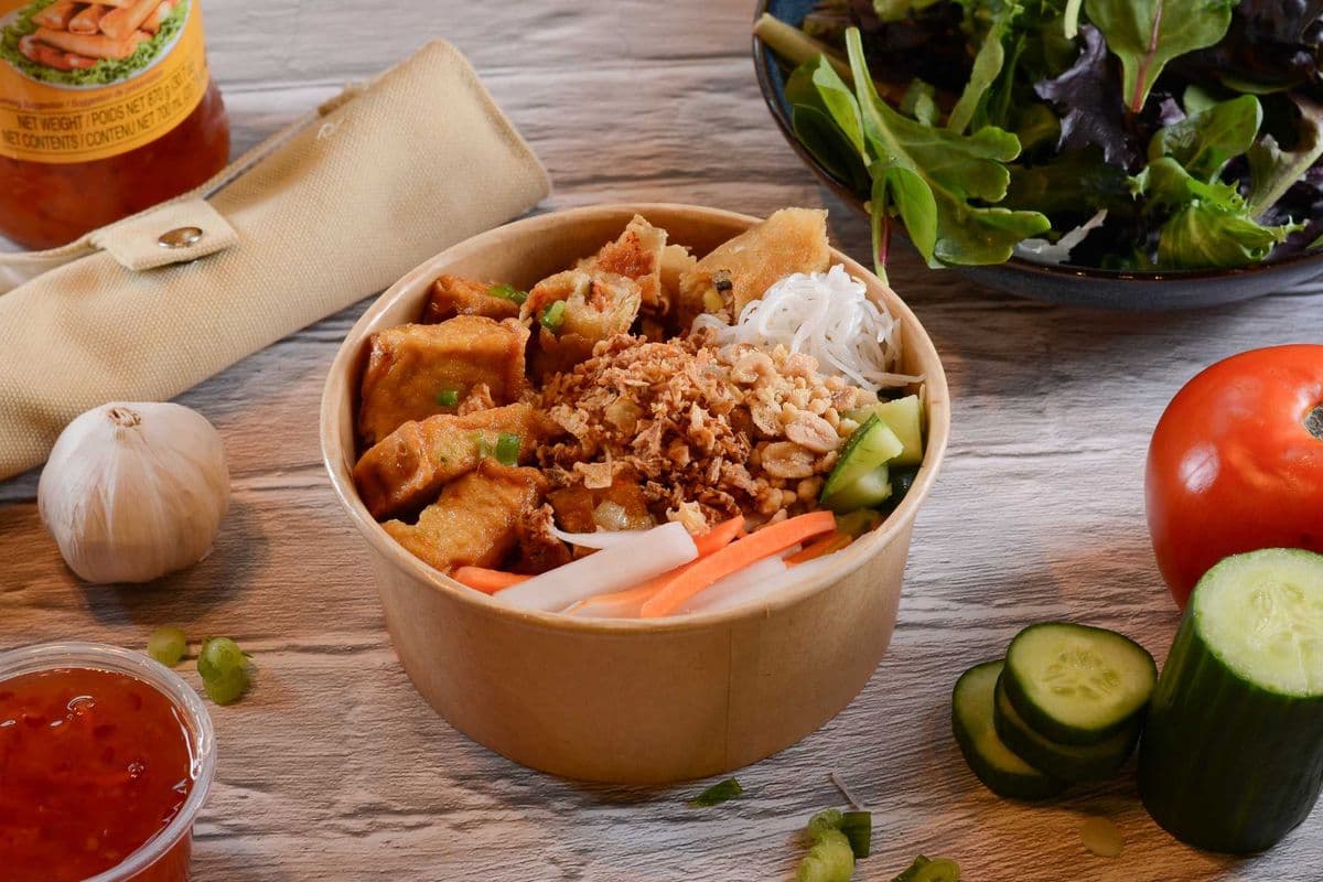 Golden Tofu Veggies Countryside Vermicelli Bowl