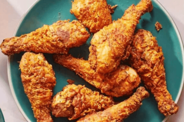 Chicken Leg Pieces with Fries and Salad