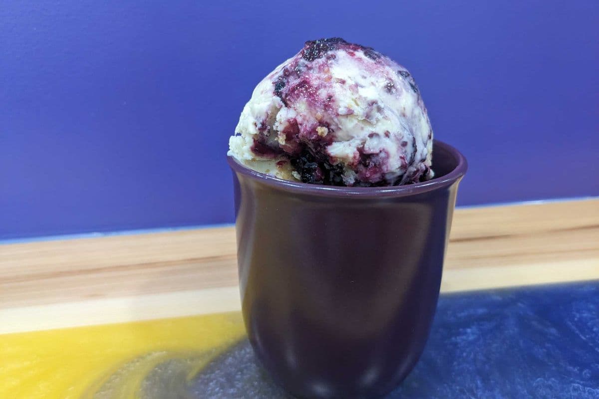 Blueberry Muffin Ice Cream (A scoop in an 8oz cup)