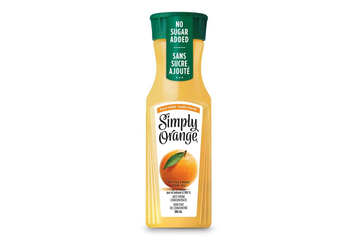 Simply Orange® Pulp Free Orange Juice 340 mL Bottle