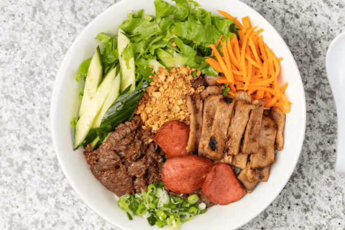 27A. Grilled Beef, Pork, and Spring Roll Vermicelli - Bun Bo, Heo Nem Nuong