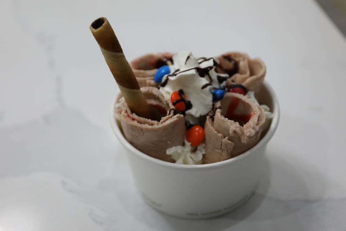 M&M Heaven Rolled Ice Cream