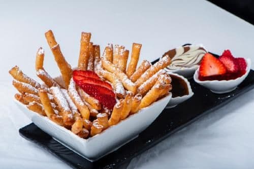 Strawberry Fudge Funnel Cake Fries