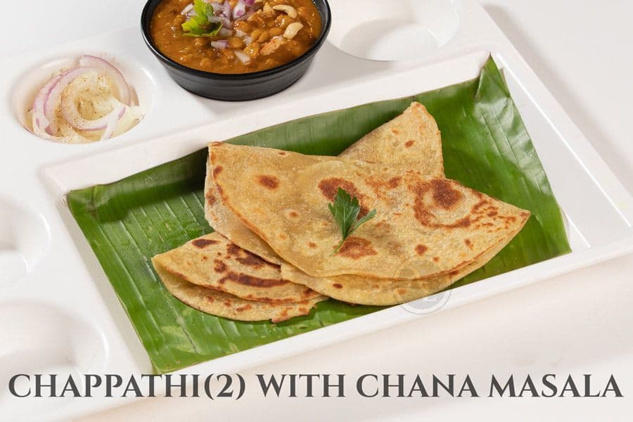 Chappati (2) with Chana Masala