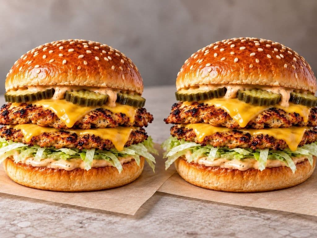 Two Double Chicken Smash Cheeseburgers