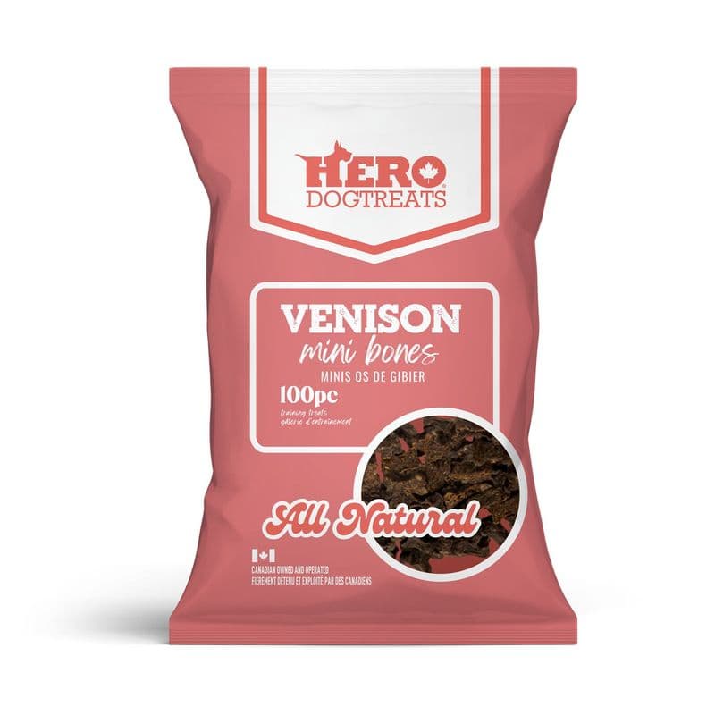 Hero Venison Mini Bones Training Treats - 100 pieces