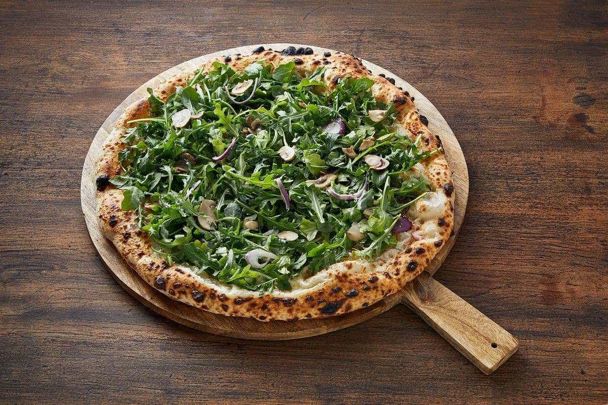 Arugula Alfredo Pizza