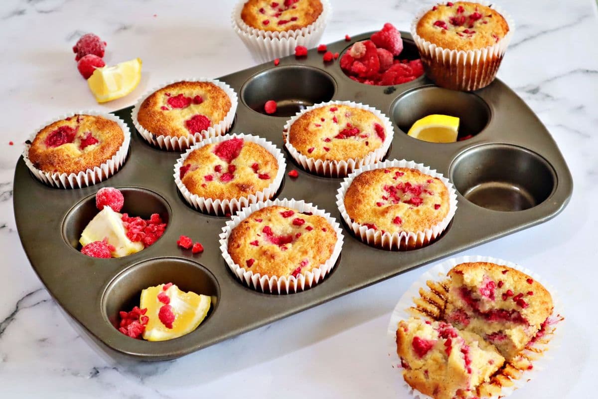 Keto Lemon Raspberry Muffins - Sugar Free | Diabetes Friendly | Gluten Free
