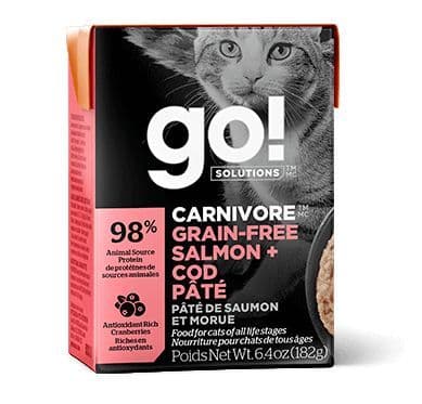 Petcurean Go! Solutions Carnivore Salmon + Cod Pate Grain-Free Recipe for Cats 6.4 oz