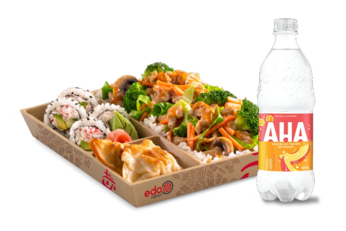 Chicken Bento and Aha Sparkling Water Deal