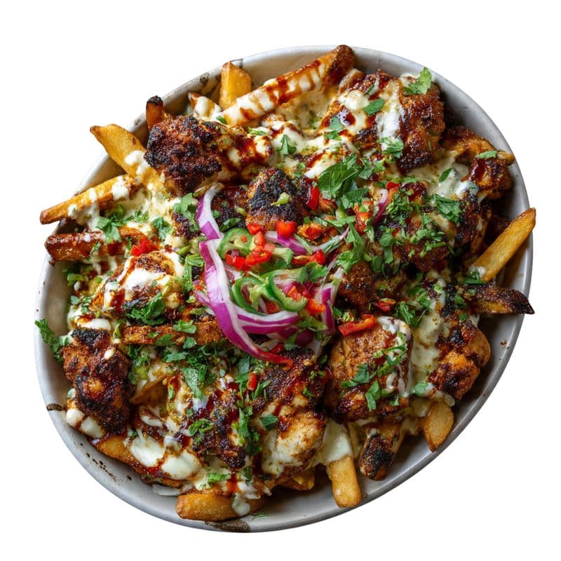 Charcoal Grill Chicken Kabab Poutine