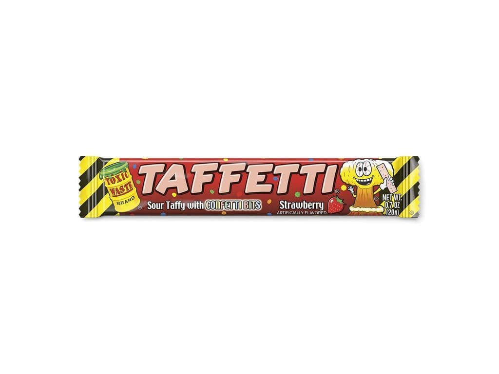 Toxic Waste Taffetti Strawberry Sour Taffy with Confetti Bits 20g Chewy Candy