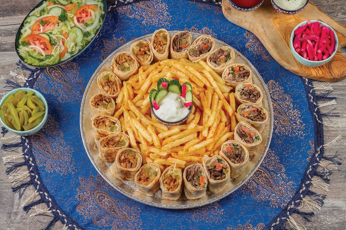 Mixed Beef & Chicken Shawarma Saj Wrap Family Feast