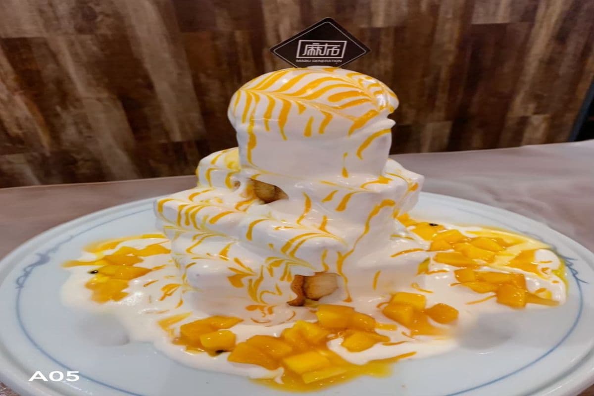 A05. Mango Honey Cube Toast with Ice Cream and Fresh Mango
