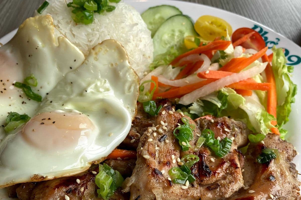 67. GRILLED CHICKEN, & FRIED-EGGS