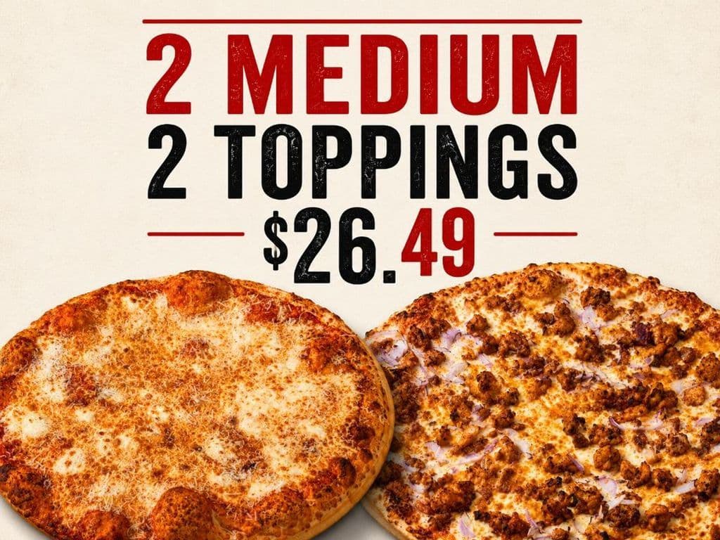 2 Medium 2 Toppings