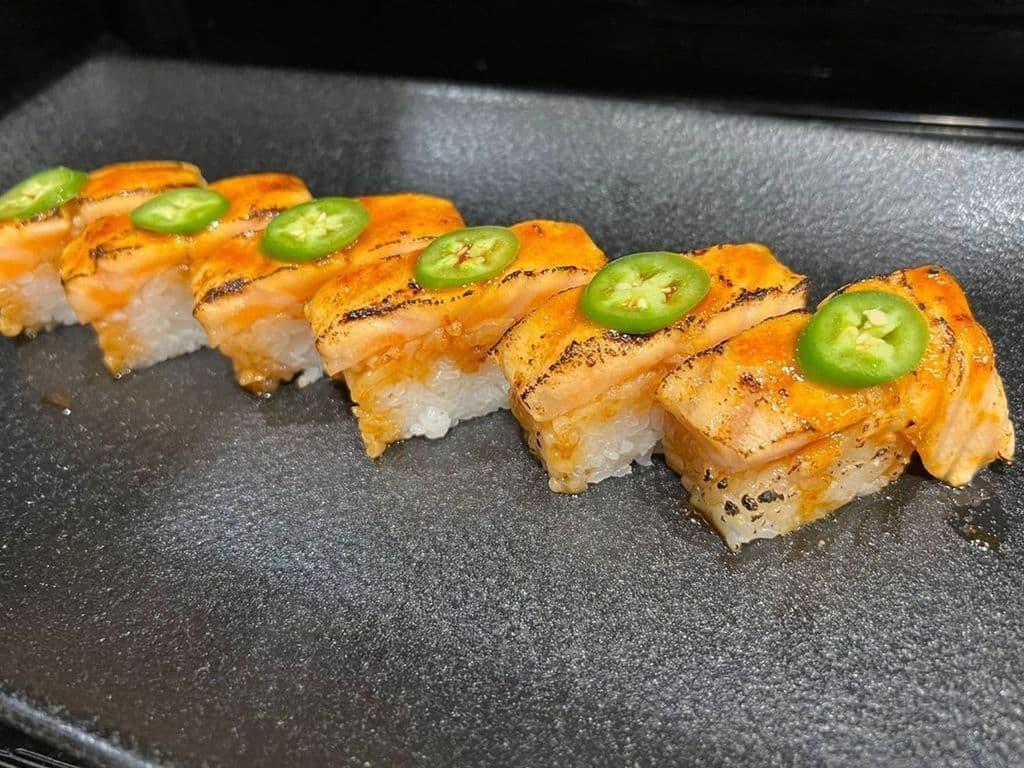 Aburi Spicy Salmon Battera
