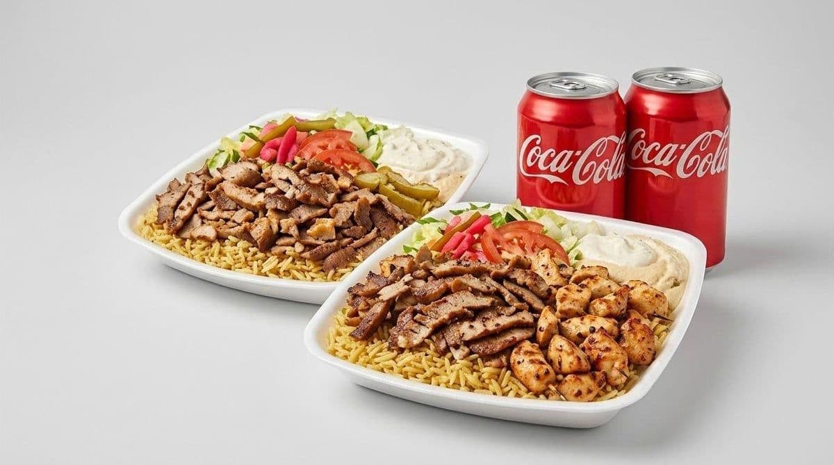 Trio #11 - 2 assiettes Shish Taouk, Shawarma ou Gyros + 2 breuvages