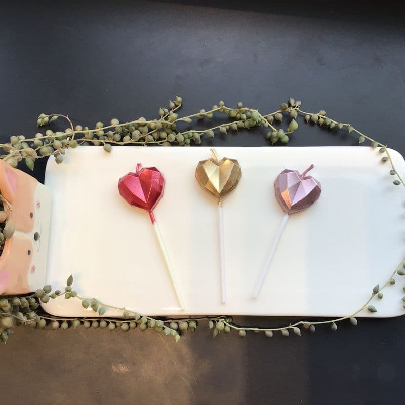 Geometric Heart Candle