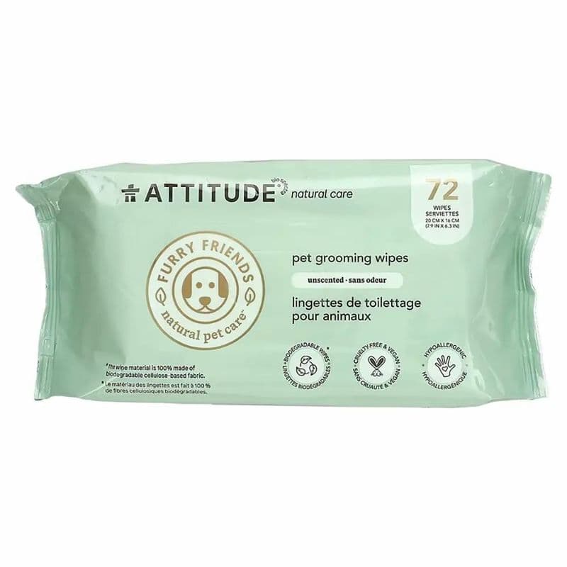 Attitude Natural Care Unscented Pet Grooming Wipes 72 ct