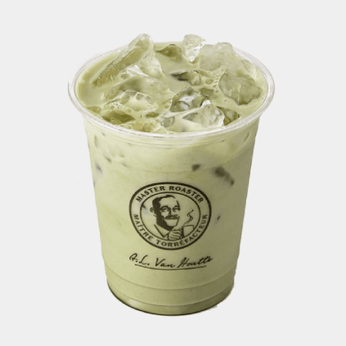 Matcha Latte à la pêche sur glace / Iced peach matcha latte