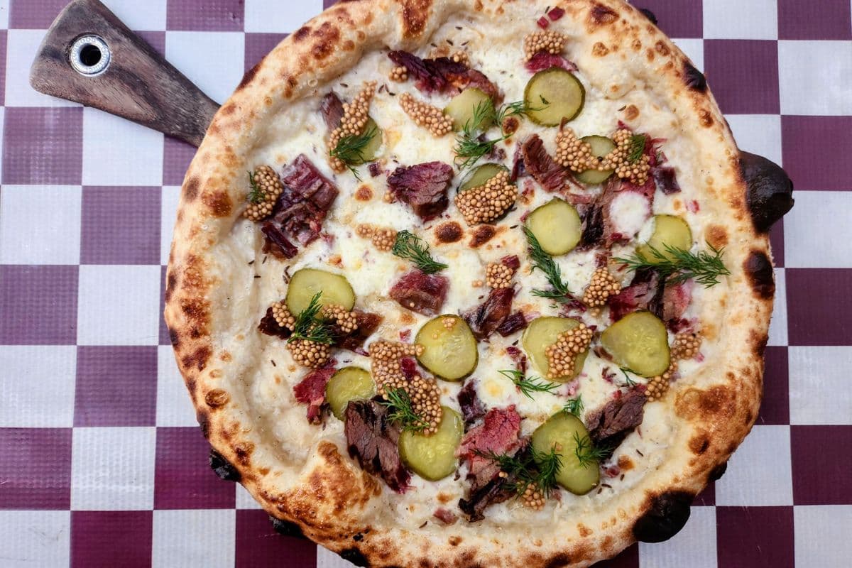 Pastrami and Pickle Pizza