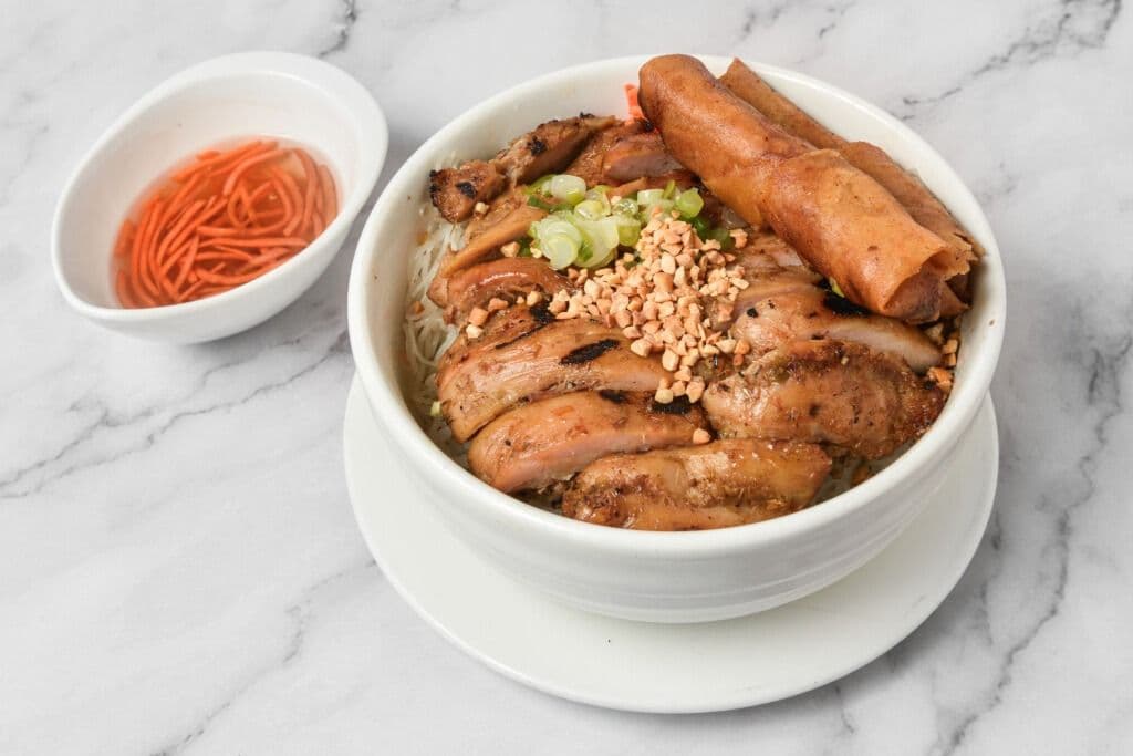 35. Grilled Chicken and Spring Rolls Vermicelli
