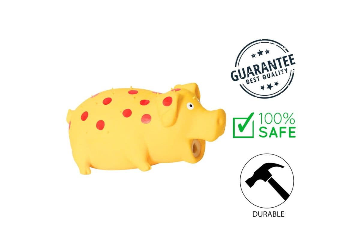 BuD'z - Latex Spotted Pig Squeaker Dog Toy - Yellow